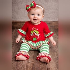 Rare Editions 6 Month Christmas Tree Outfit